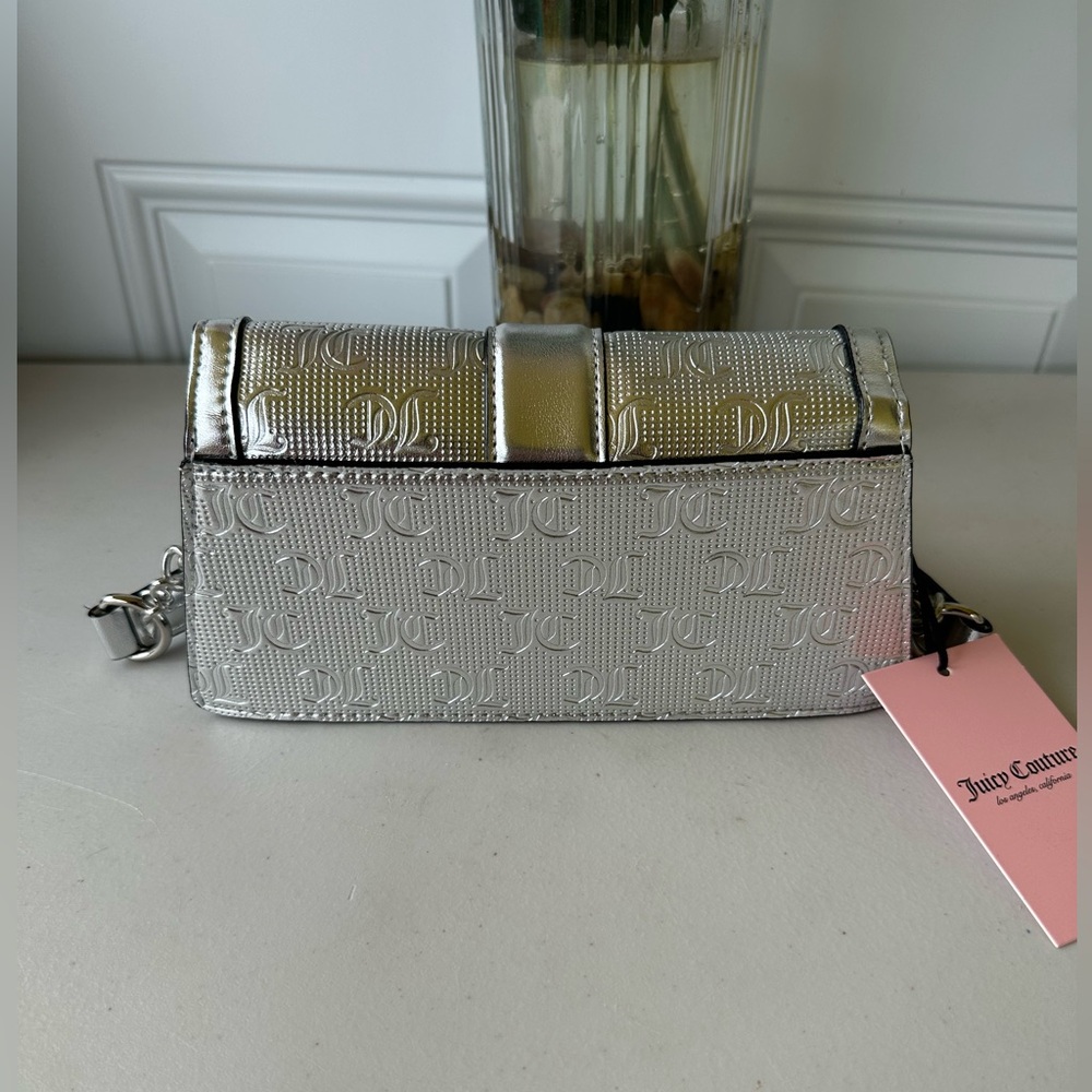 NWT- Juicy Couture Simply Perfect Silver Metallic Shoulder Bag - Picture 5 of 5